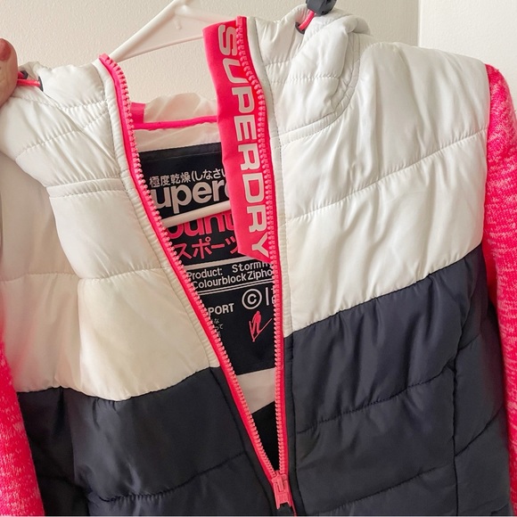 Superdry Team Fuji Hybrid Colour Block Zip Hoodie In Pink | Size 8 - Picture 2 of 14